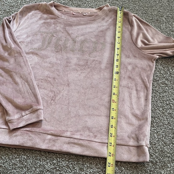 Juicy Couture Blush Pink Velour Bling Top Sleep Shirt Sz L Cozy Loungewear Y2K - Picture 3 of 6